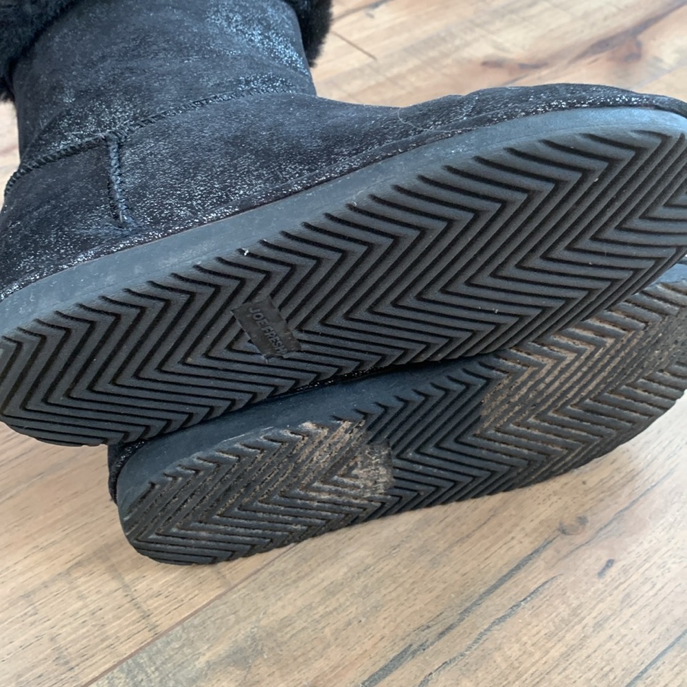 Joe Fresh black shimmery winter boots girls size 4 - Picture 5 of 12